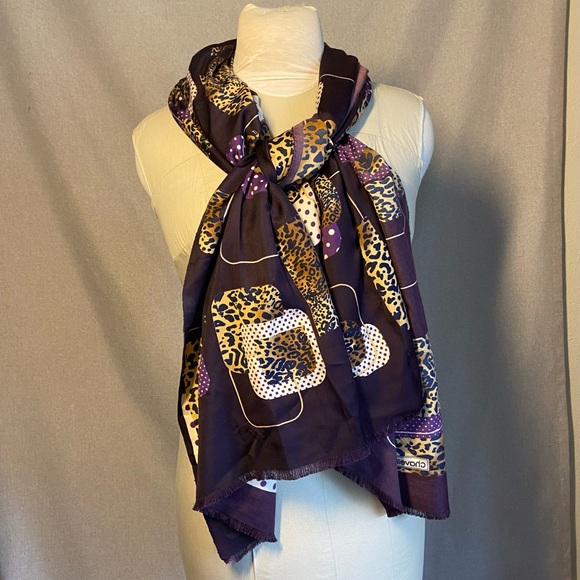 Vintage Chavelle Scarf Purple and Animal print - Picture 6 of 6
